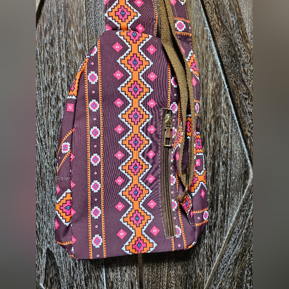 NWT Brown and Pink Aztec Women's Sling Bag - Picture 5 of 5